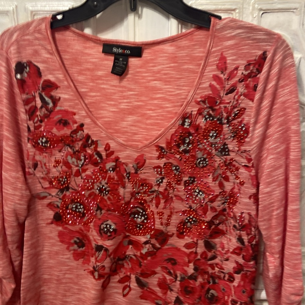Red& white rhinestone top